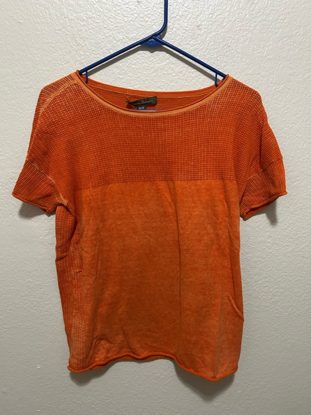 Tommy Bahama Orange Cotton Knit Panel Top M Coastal Resort Breezy Spring